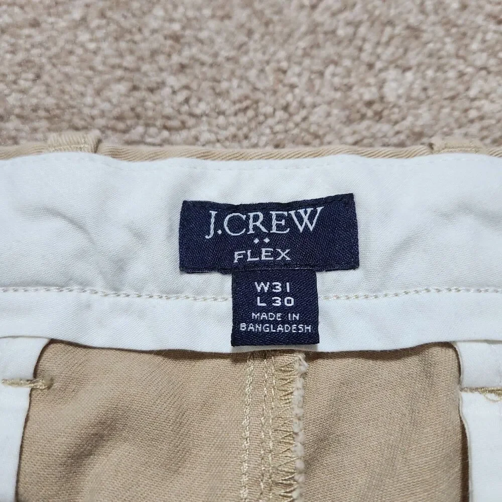 J. Crew Chino Pants Men 31x30 (32X28) Tan Flex Slim